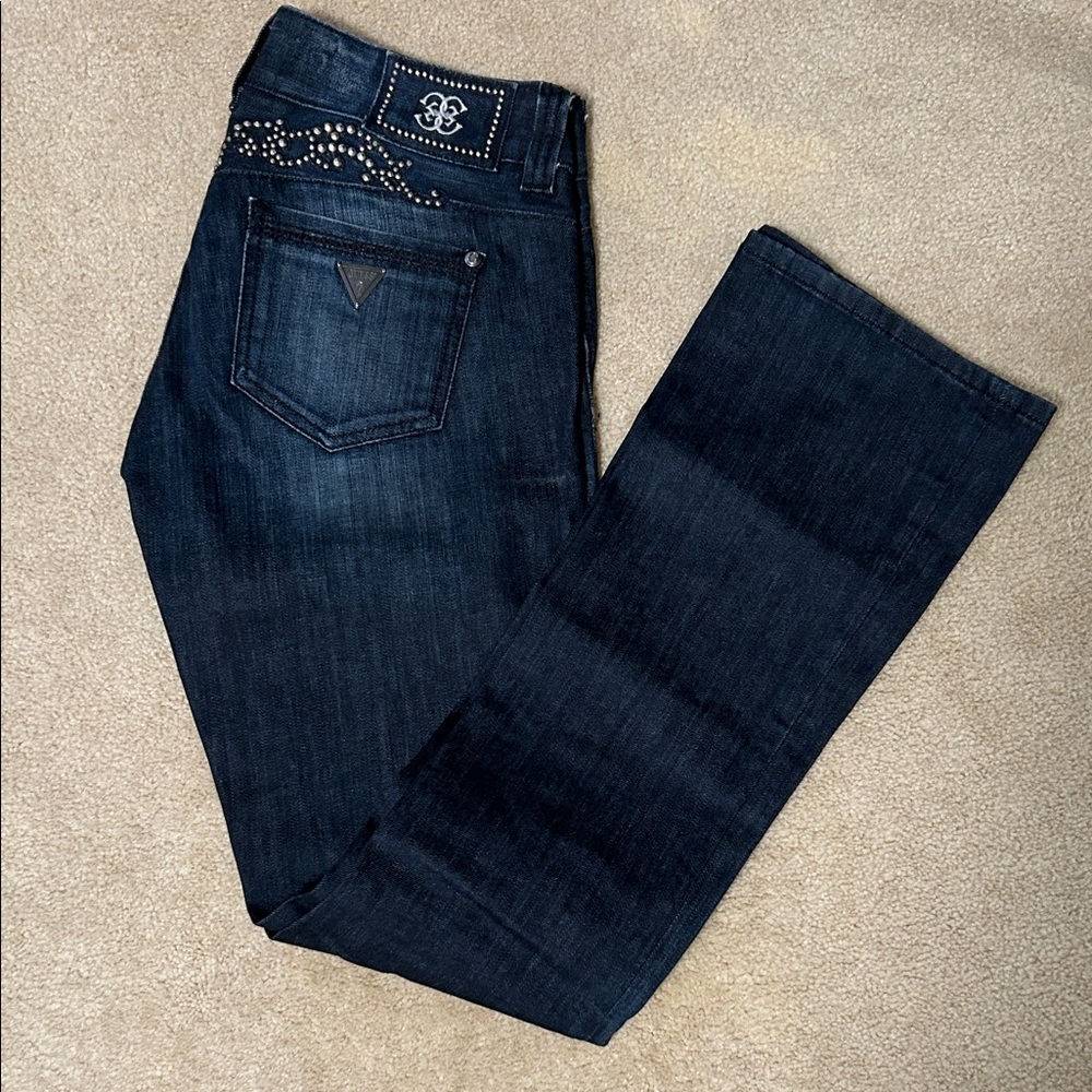 Guess Dark Blue Daredevil Boot Cut Embellished Jeans